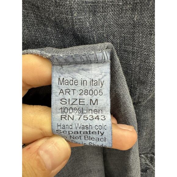 Lungo Larno Womens Dress Size Medium Sleeveless Chambray Linen Floral Detail - Picture 5 of 12